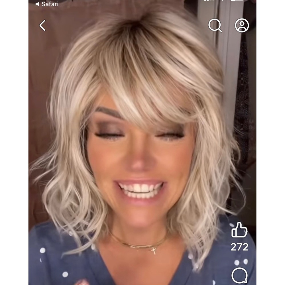 NWT Belle Tress Birmingham Milkshake Blonde-R Wavy Monofilament Center Part